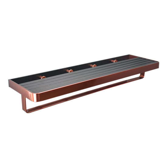 Rubine HOTEL Towel Shelf With Robe Hook ROSE GOLD & MATT BLACK BO-3112.BK.RG